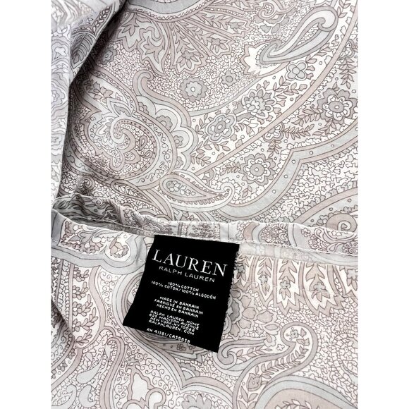 RALPH LAUREN Queen Flat Sheet Coral Beach 100% Cotton Paisley Taupe PRISTINE - Picture 1 of 16